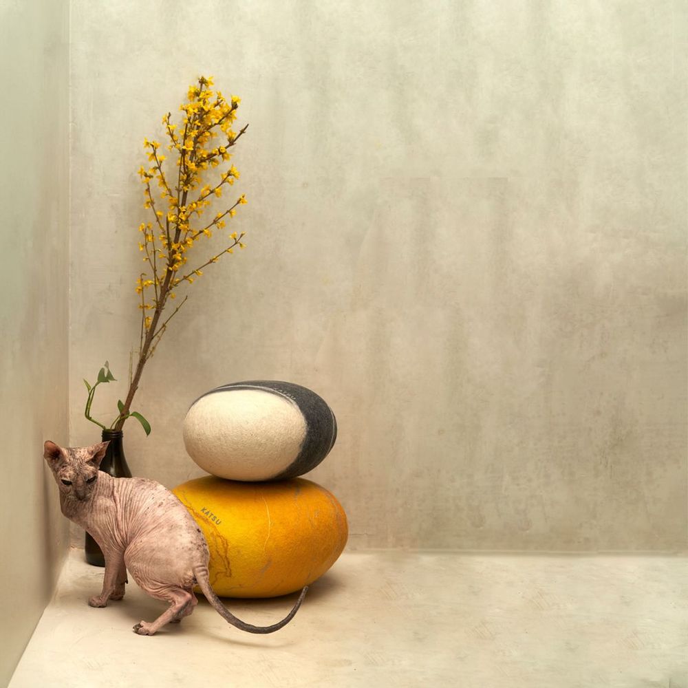Objets design - Meuble pouf ottoman en laine "Nez blanc" - KATSU STONES