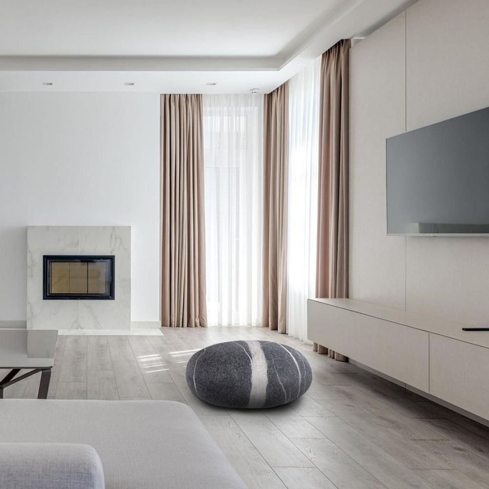 Design objects - Ottoman pouf wool furniture "Sea Pebble" - KATSU STONES