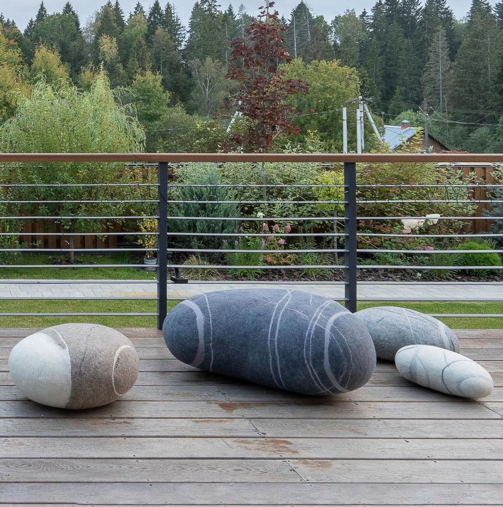 Cushions - Wool ottoman furniture\" Scandinavian set\”. - KATSU STONES