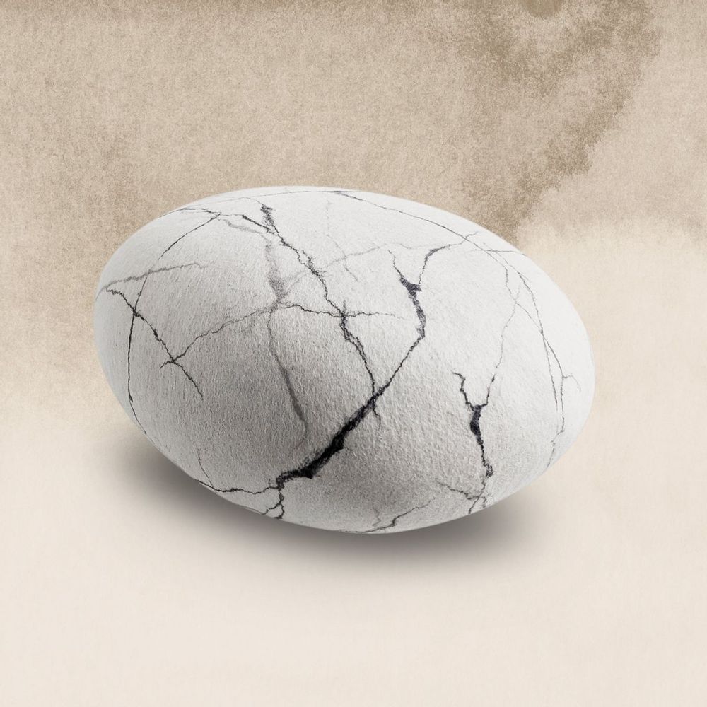 Coussins - Meuble pouf ottoman en laine "Marbre blanc". - KATSU STONES