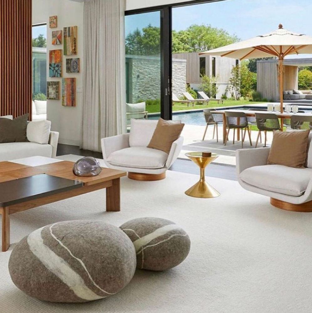 Coussins - Meuble pouf ottoman en laine "Sea Boulder" - KATSU STONES