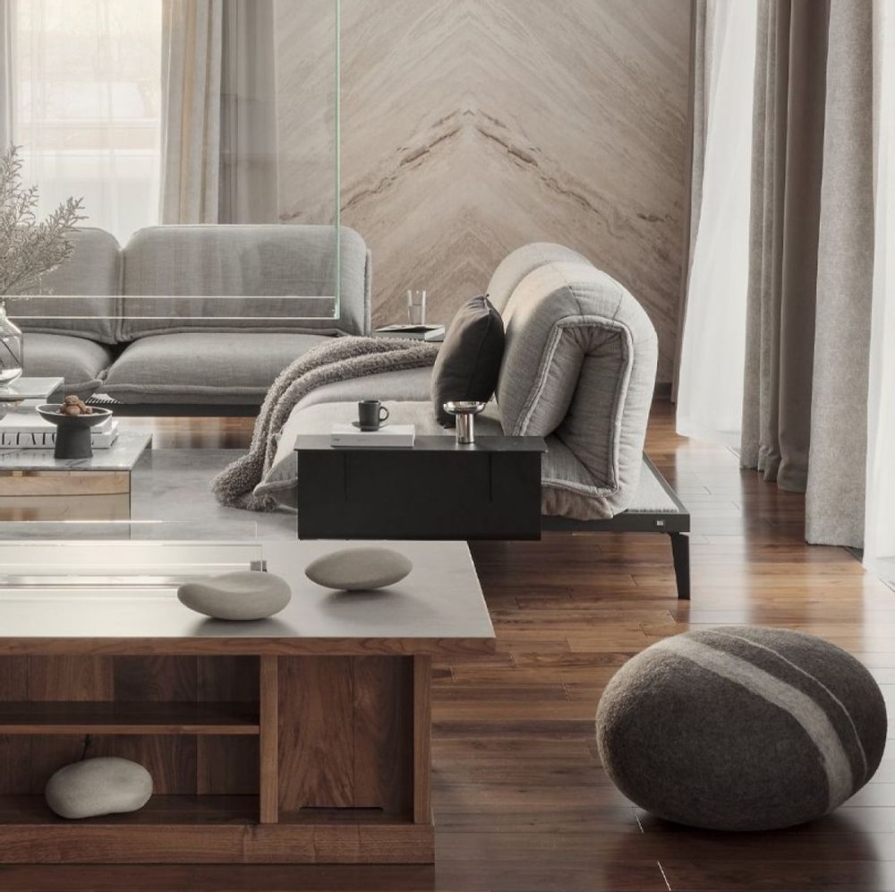 Coussins - Meuble pouf ottoman en laine "Sea Boulder" - KATSU STONES