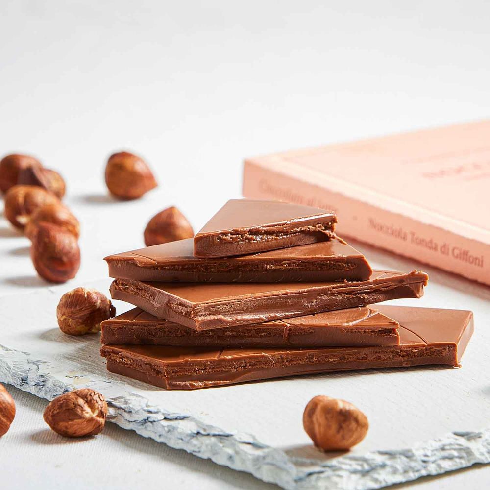 Cadeaux - Tablette de chocolat au lait aux noisettes, 80g - LAVORATTI 1938 CIOCCOLATO