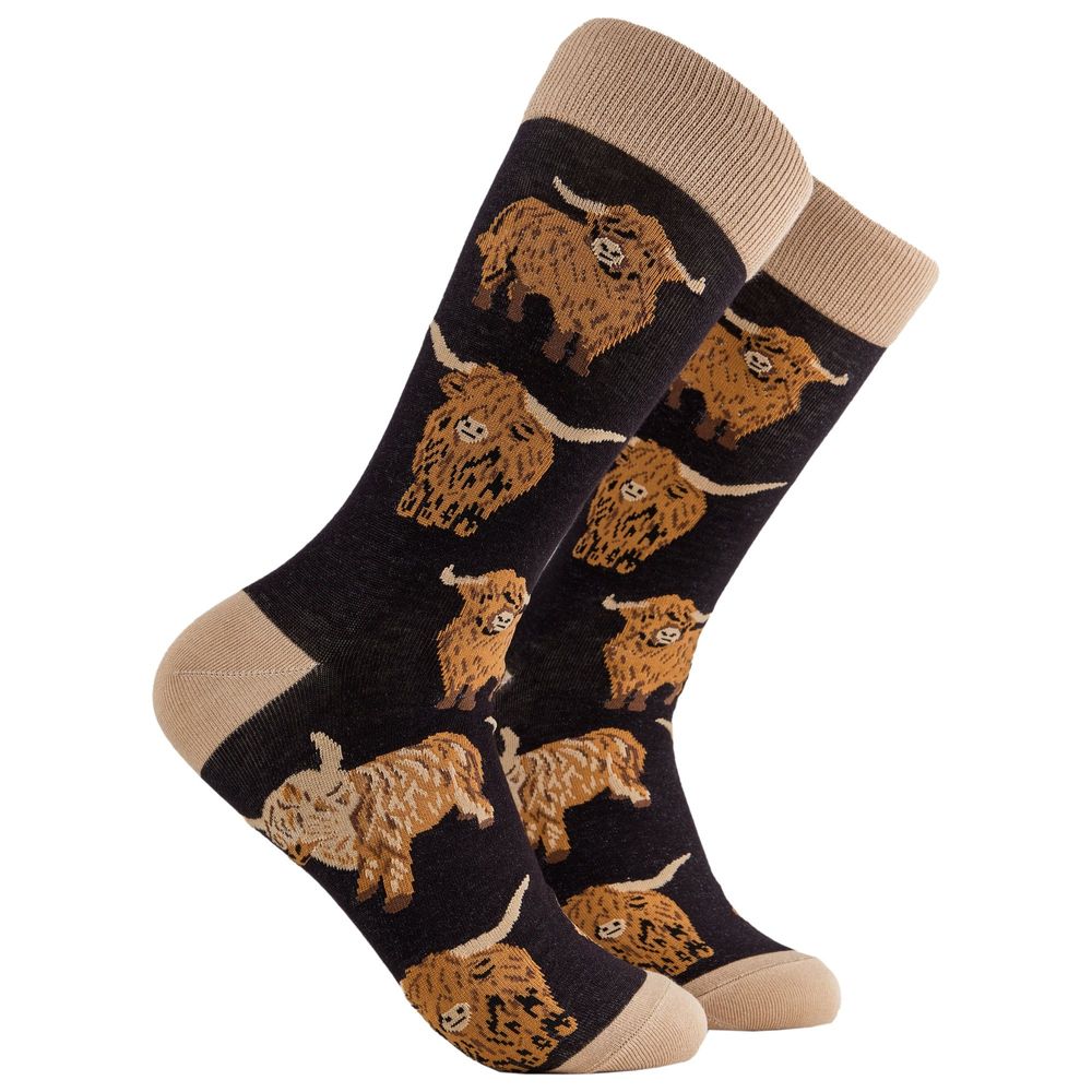 Socks - Och Aye the Moo Socks - Highland Cow - SOCTOPUS LTD