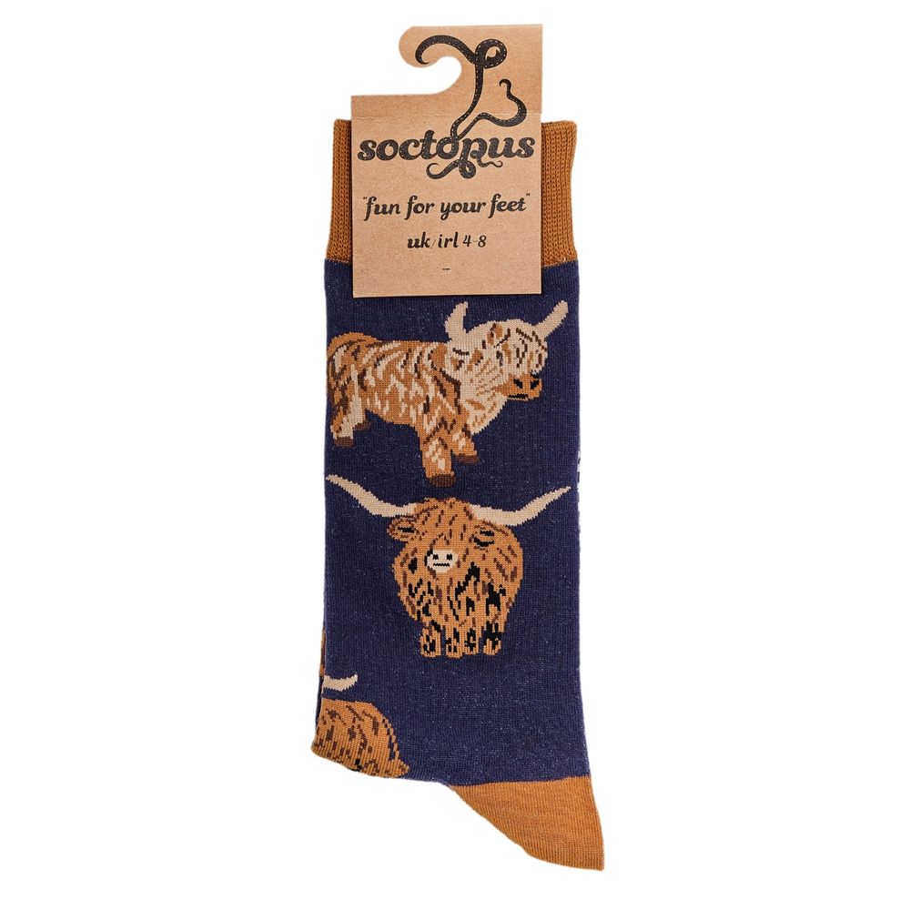 Socks - Och Aye the Moo Socks - Highland Cow - SOCTOPUS LTD