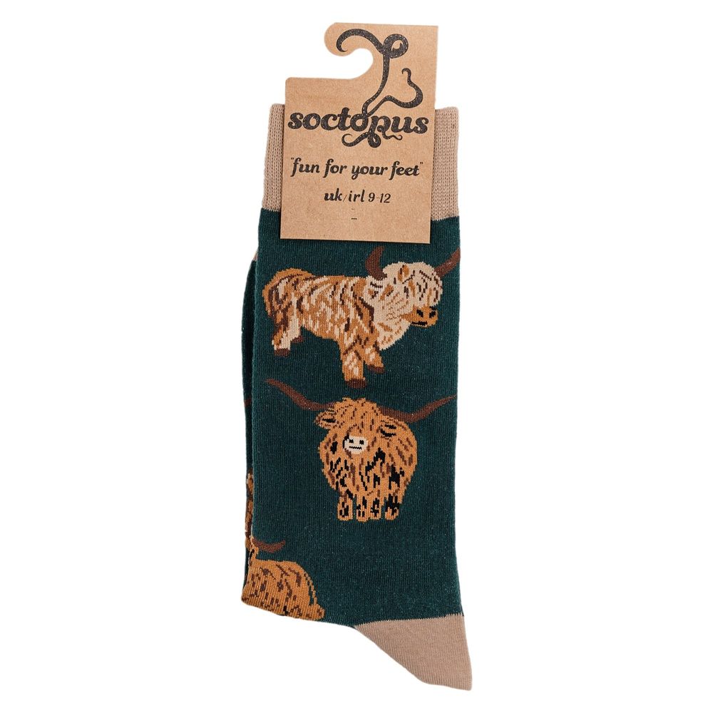 Socks - Och Aye the Moo Socks - Highland Cow - SOCTOPUS LTD