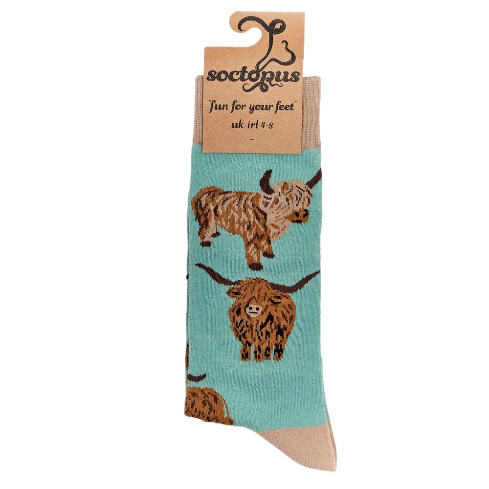 Socks - Och Aye the Moo Socks - Highland Cow - SOCTOPUS LTD