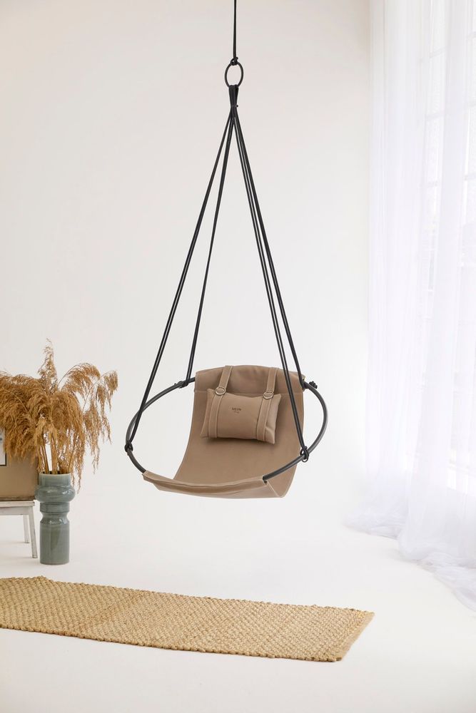 Outdoor decorative accessories - Faux leather hanging chair — Mink - MERN LIVING