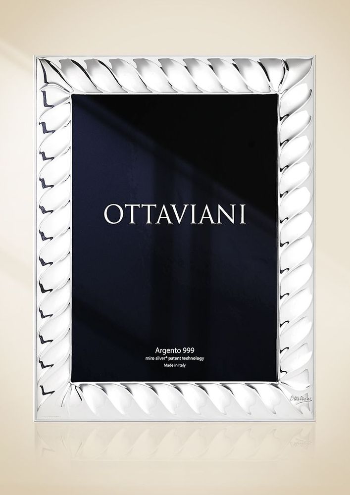 Decorative objects - Photoframe with silver Miro Silver "Torchon" - OTTAVIANI