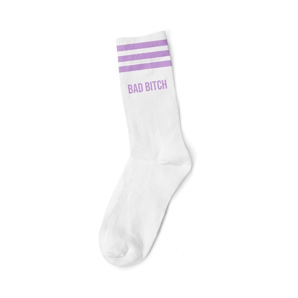 Chaussettes - BAD BITCH LILA - CHAUSSETTES BLANCHES - MOTHER SOCKER