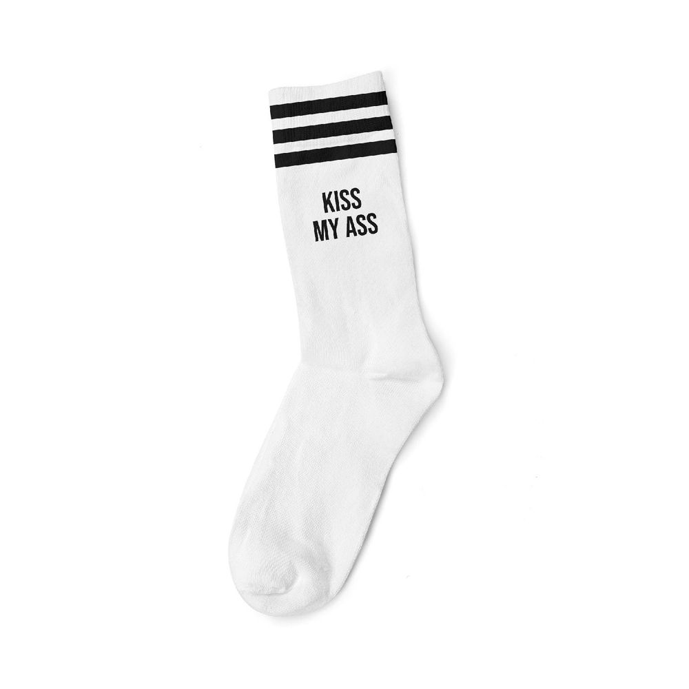 Chaussettes - KISS MY ASS BLACK - WHITE SOCKS - MOTHER SOCKER