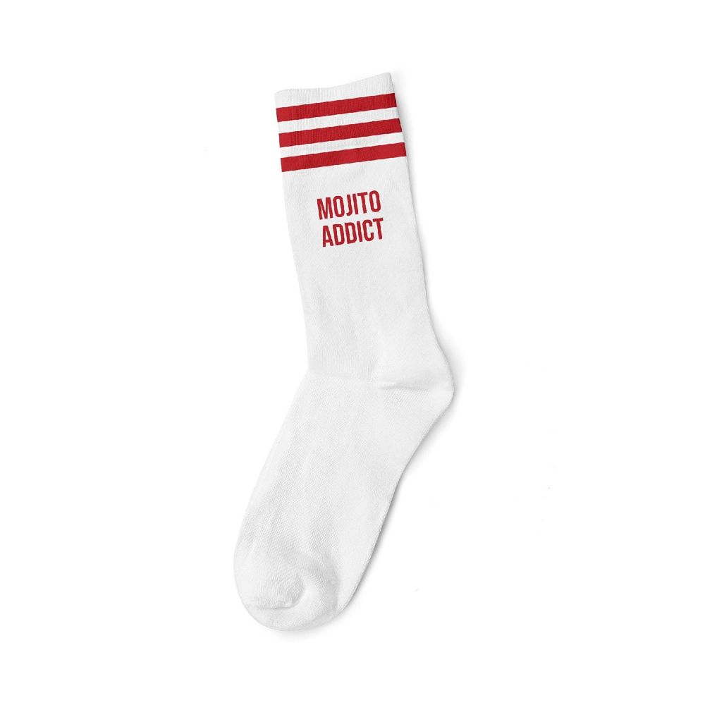 Socks - MOJITO ADDICT RED - WHITE SOCKS - MOTHER SOCKER