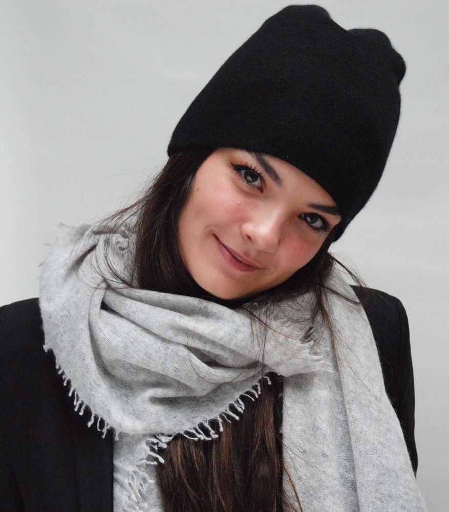 Hats - cashmere beanie, ribbed beanie, lapel beanie, cashmere knitted hat - COCOON PARIS