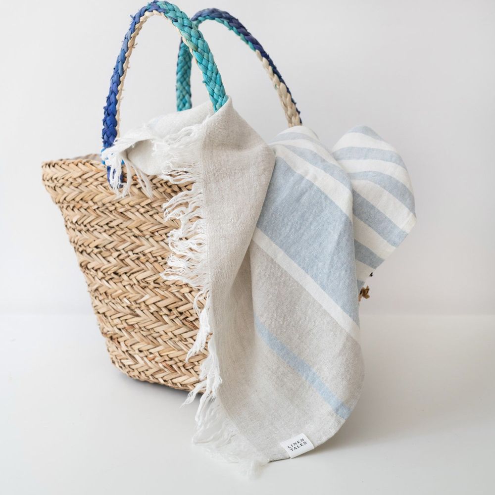 Bath towels - Allure Stripe Linen Beach Towel - LINEN TALES