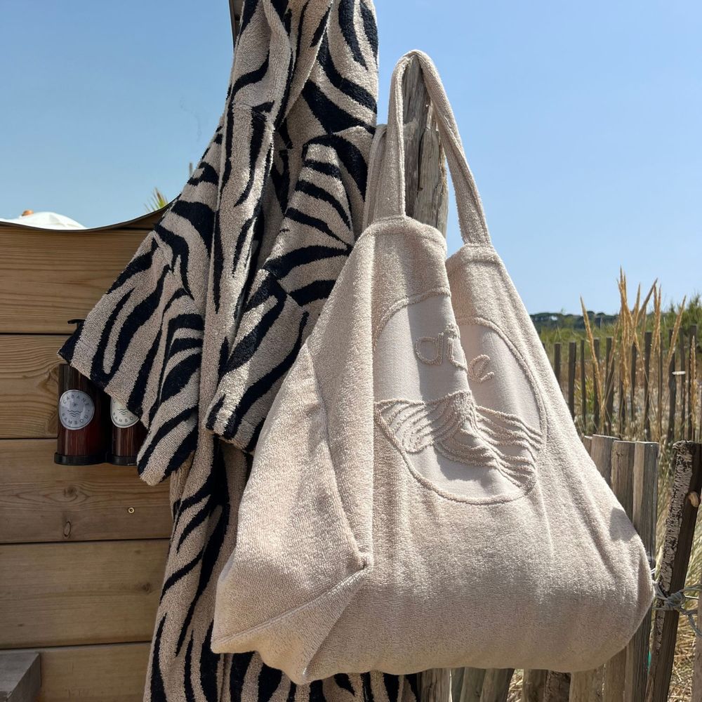 Bags and totes - Maxi Totebag in 100% certified organic cotton sponge - Sand - ATELIER DUNE
