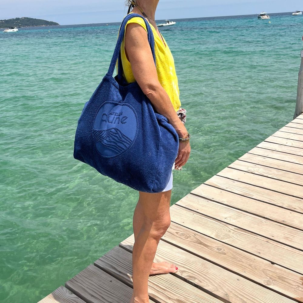 Bags and totes - Maxi Totebag in 100% certified organic cotton terrycloth - Outremer - ATELIER DUNE