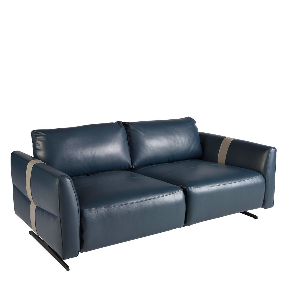 Sofas - 2 seater blue leather sofa - ANGEL CERDÁ