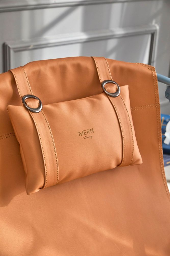 Lawn chairs - Italian Faux Leather Folding Chair - Orange - MERN LIVING