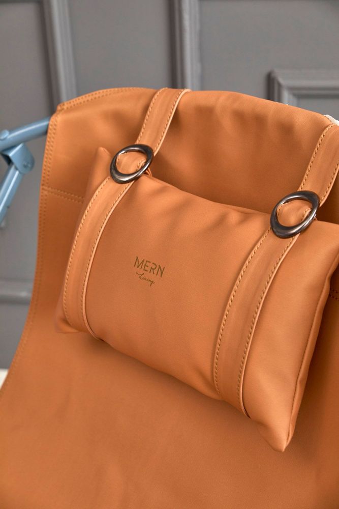 Lawn chairs - Italian Faux Leather Folding Chair - Orange - MERN LIVING