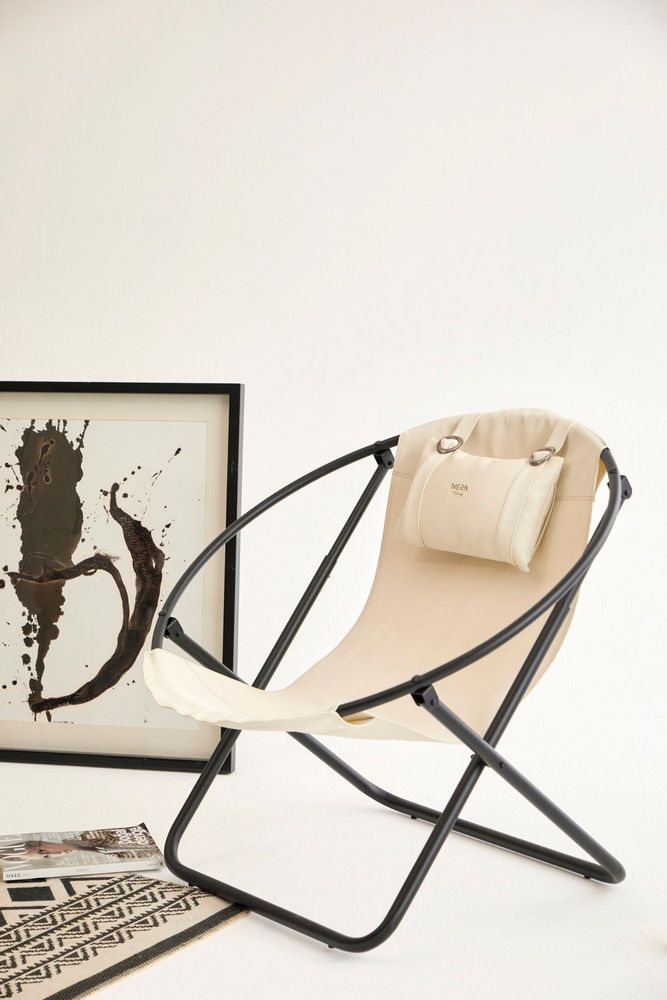 Transats - Chaise Pliante Italienne En Similicuir - Blanc Cassé - MERN LIVING