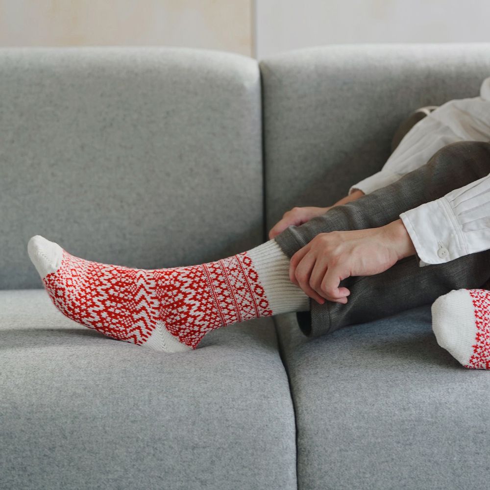 Socks - Wool Jacquard Socks - NISHIGUCHI KUTSUSHITA