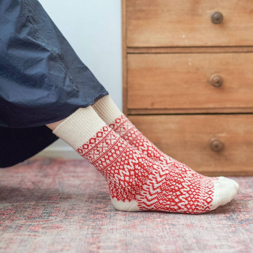 Socks - Wool Jacquard Socks - NISHIGUCHI KUTSUSHITA