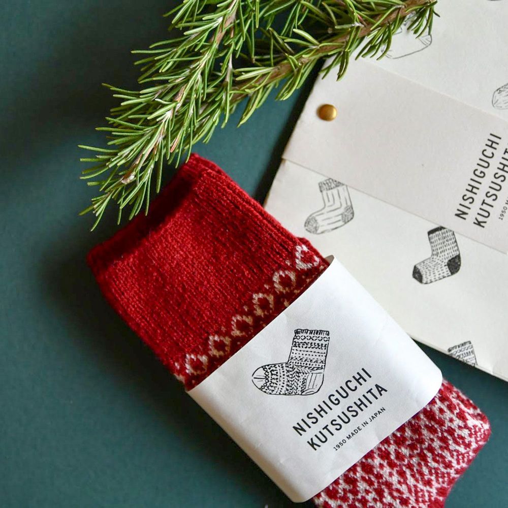 Socks - Wool Jacquard Socks - NISHIGUCHI KUTSUSHITA