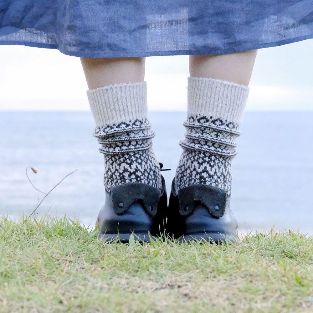 Socks - Wool Jacquard Socks - NISHIGUCHI KUTSUSHITA