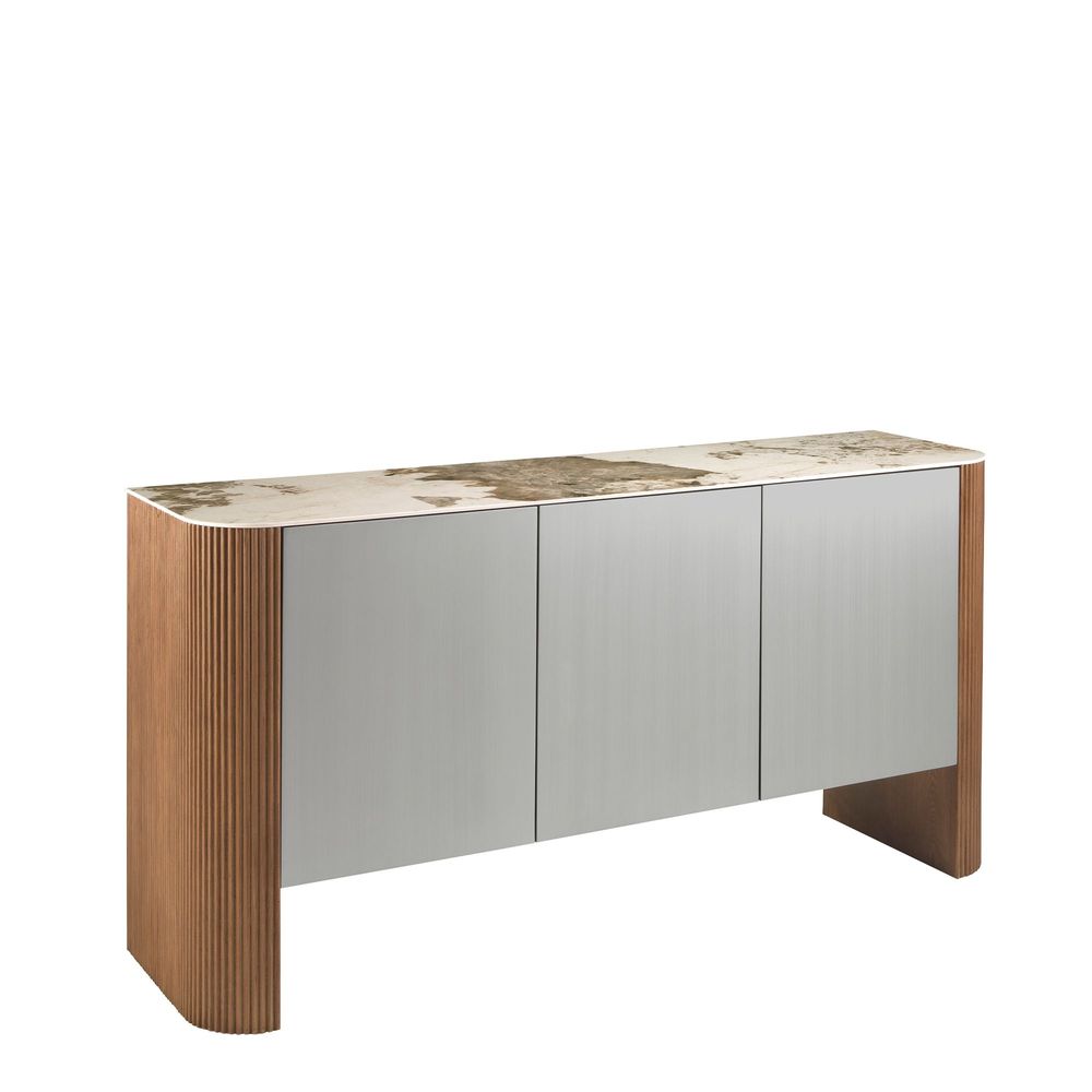 Buffets - Buffet en bois argenté, noyer et plateau en marbre de porcelaine - ANGEL CERDÁ