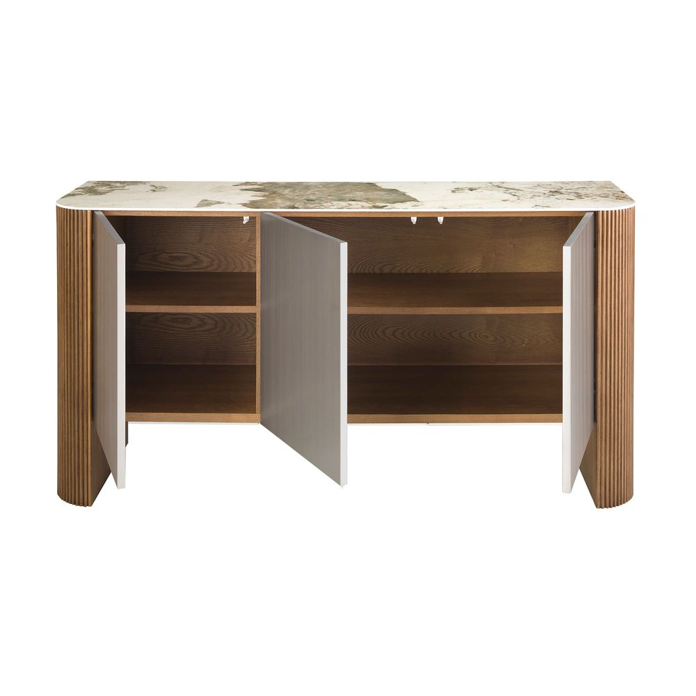 Buffets - Buffet en bois argenté, noyer et plateau en marbre de porcelaine - ANGEL CERDÁ
