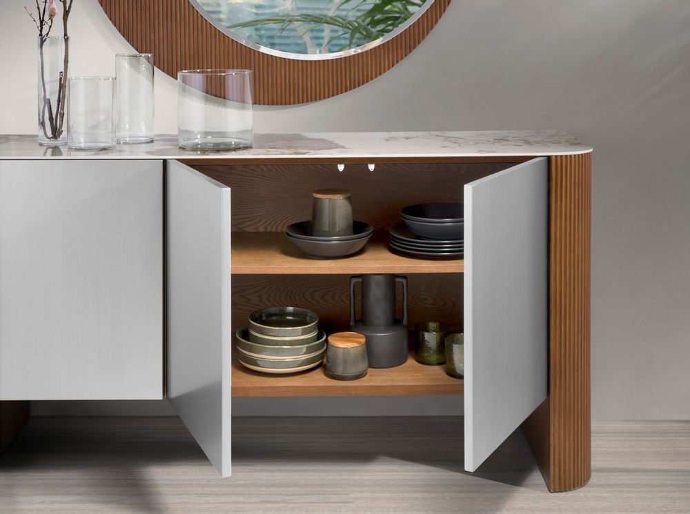 Buffets - Buffet en bois argenté, noyer et plateau en marbre de porcelaine - ANGEL CERDÁ