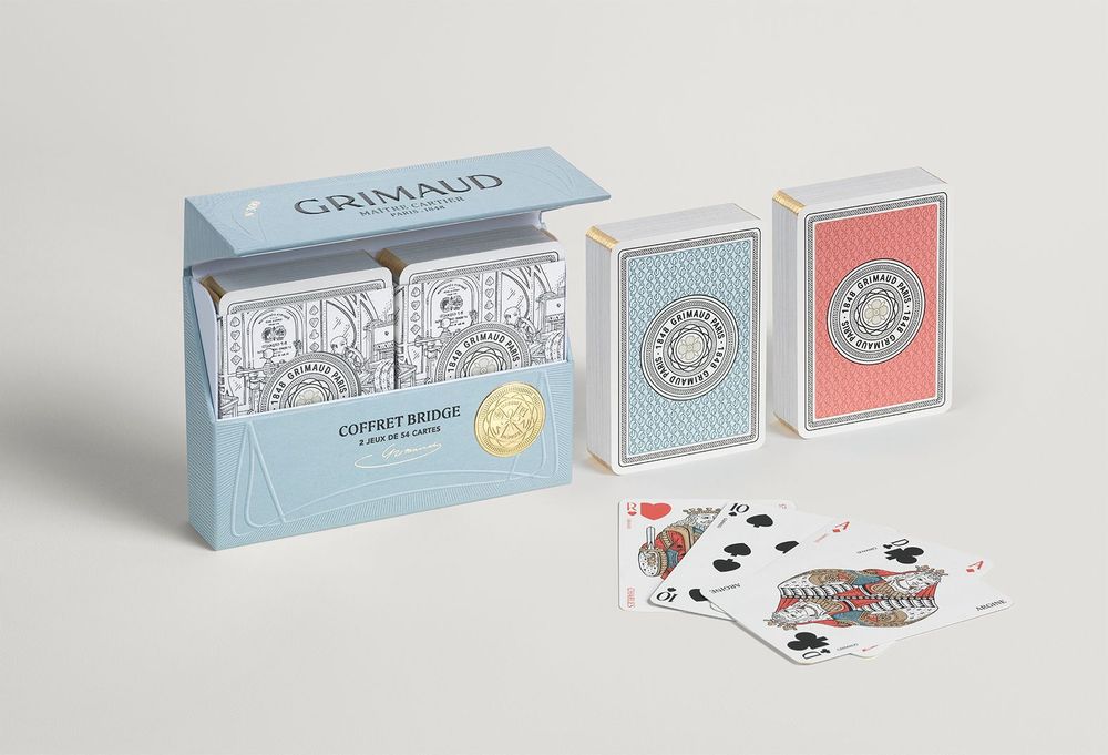 Coffrets et boîtes - N°300 – Coffret Bridge 2 jeux de 54 cartes avec indices anglais - GRIMAUD PARIS