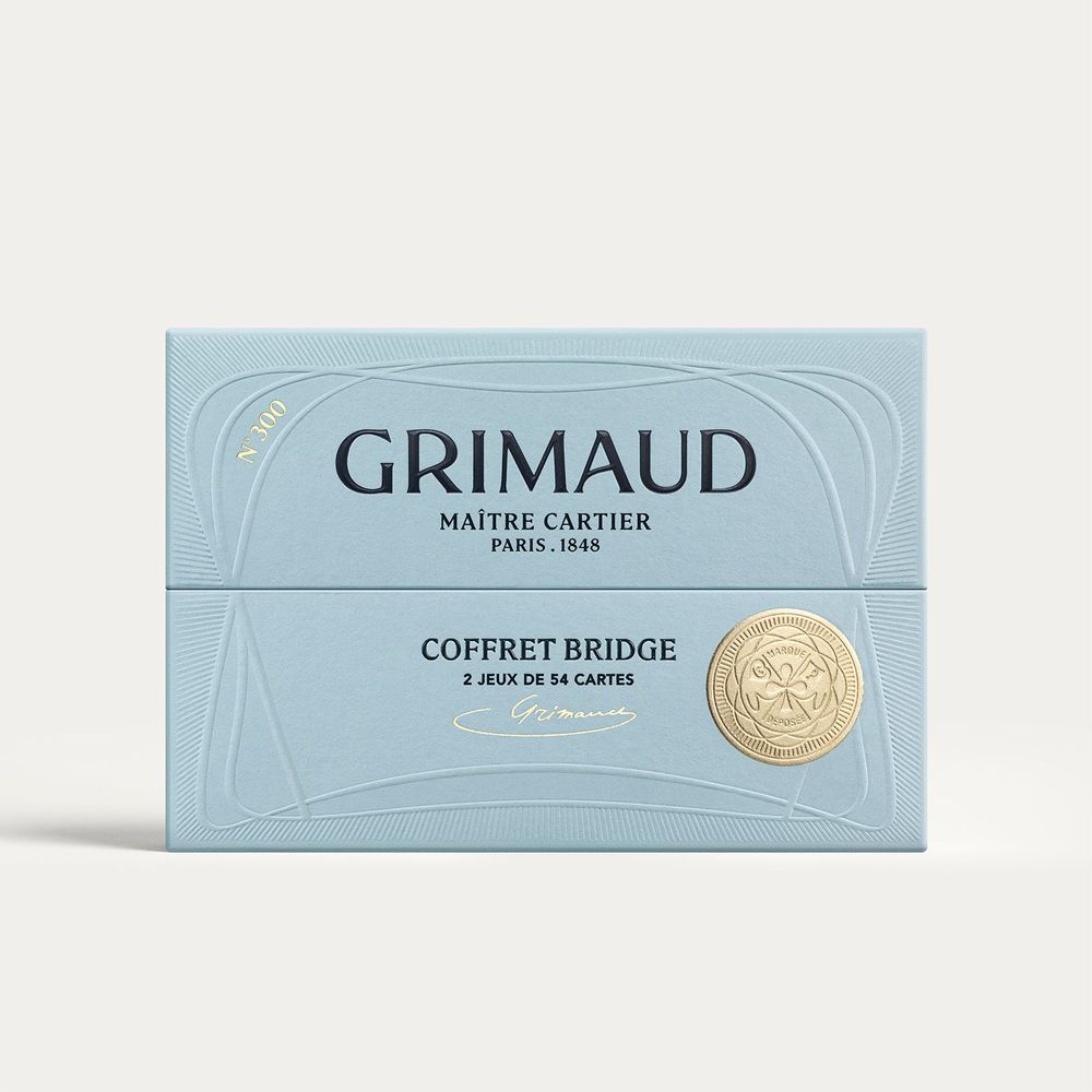 Coffrets et boîtes - N°300 – Coffret Bridge 2 jeux de 54 cartes avec indices anglais - GRIMAUD PARIS