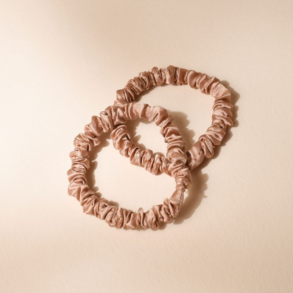 Hair accessories - Pink silk scrunchie x2 - BACHCA