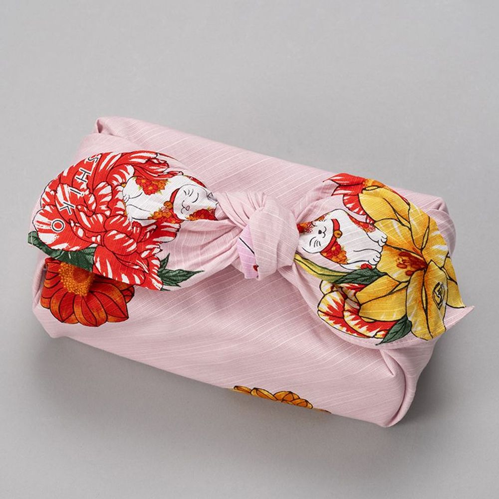 Prêt-à-porter - Furoshiki “MANEKI NEKO” avec la technique “Hanazume”　Créé par Satomi - NAKABI¿¿¿¿