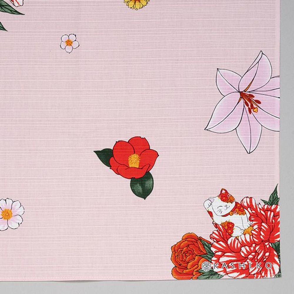 Prêt-à-porter - Furoshiki “MANEKI NEKO” avec la technique “Hanazume”　Créé par Satomi - NAKABI¿¿¿¿