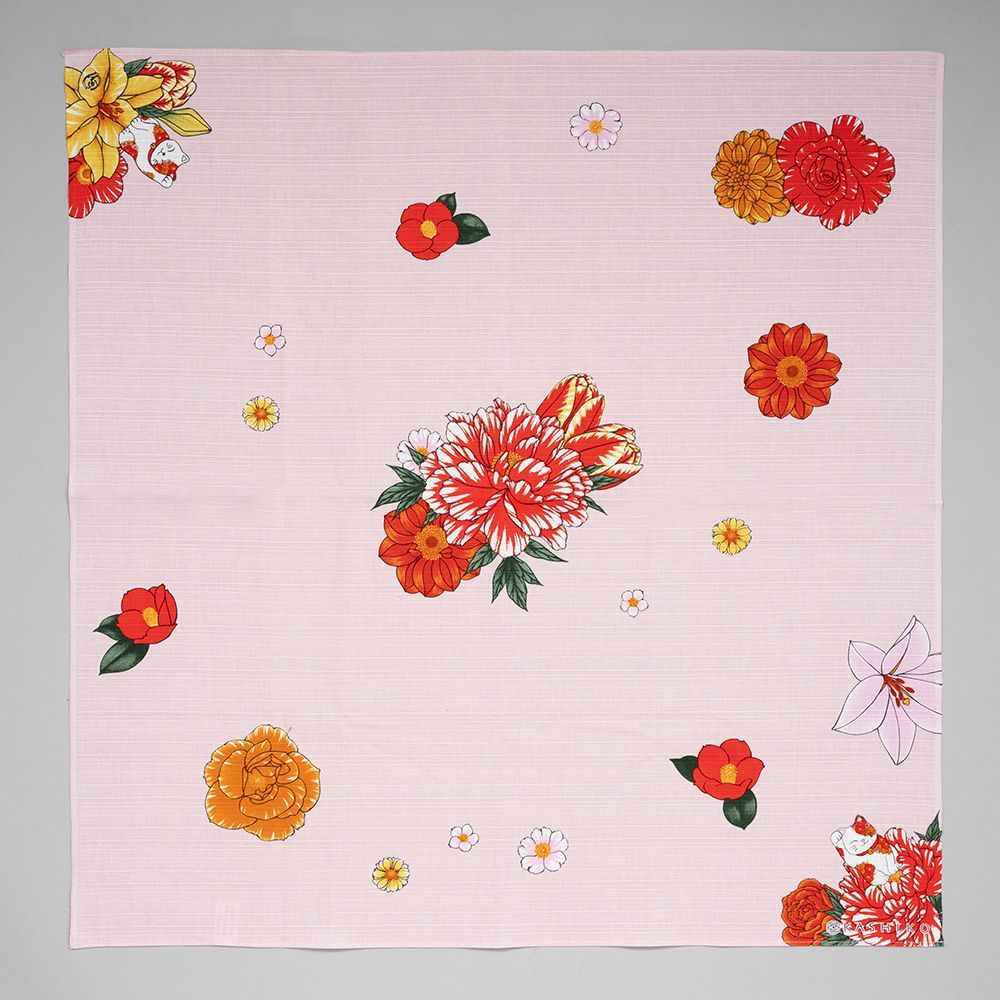 Prêt-à-porter - Furoshiki “MANEKI NEKO” avec la technique “Hanazume”　Créé par Satomi - NAKABI¿¿¿¿