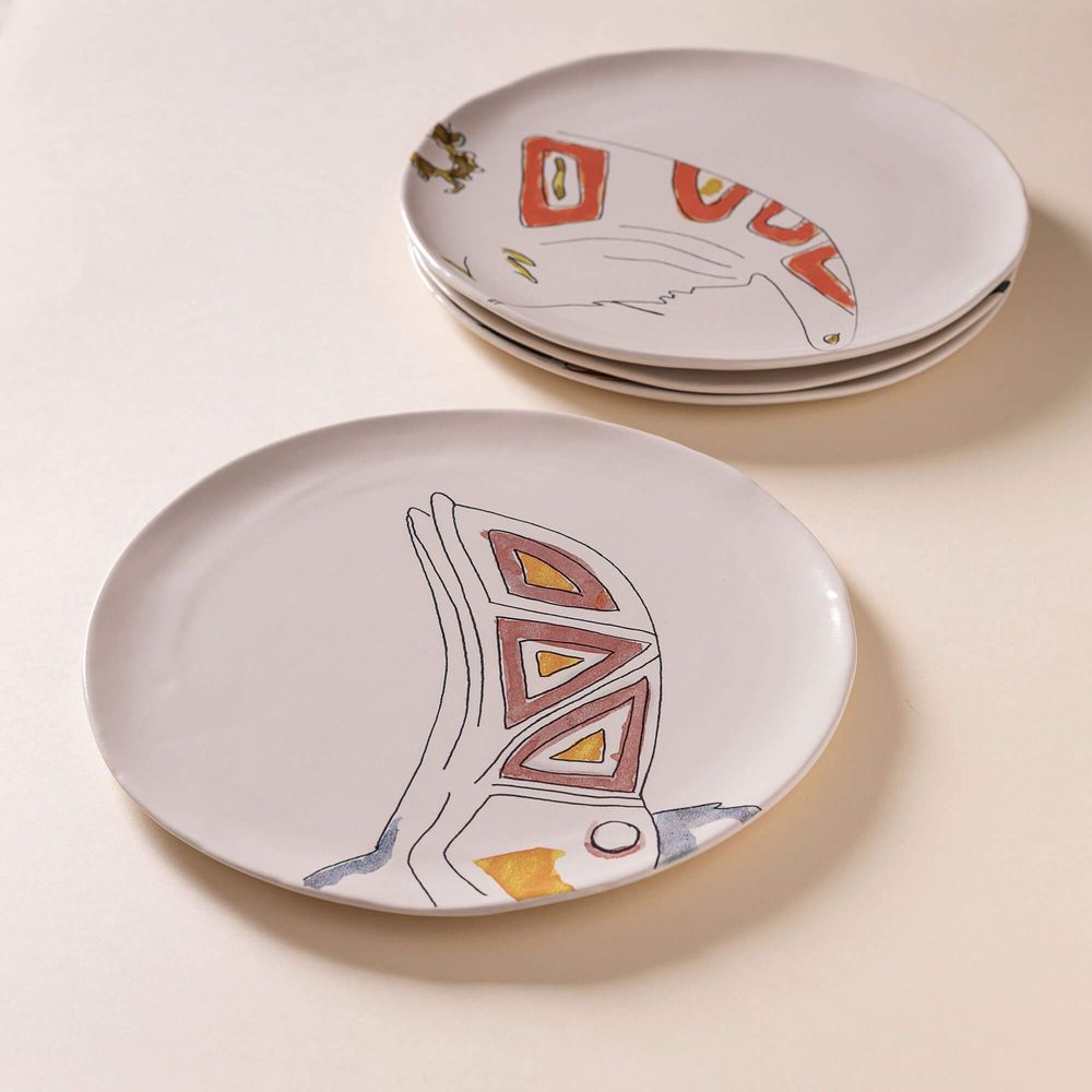 Formal plates - Reina del Darién watercolor plates - ETHIC & TROPIC CORINNE BALLY