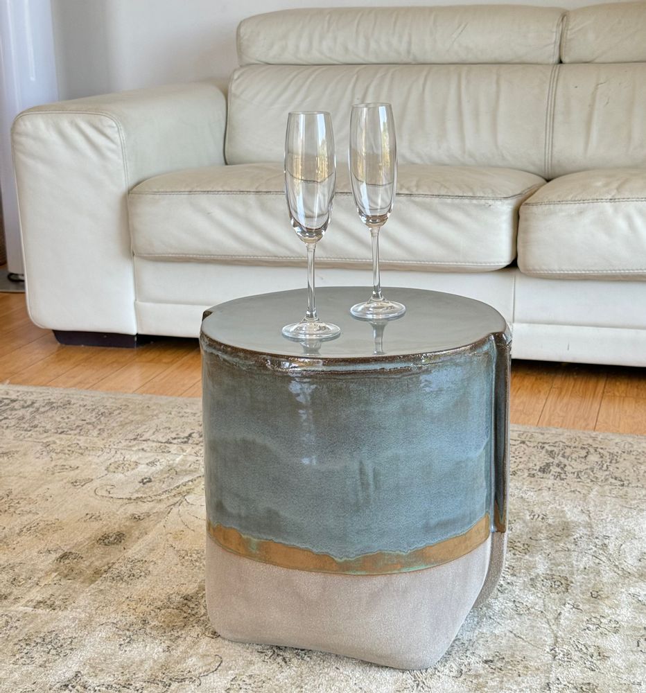 Céramique - TABLE BASSE EN GRÈS - COLLECTION LUNA (intérieur-extérieur) - DI VINCENZO POUJOULA