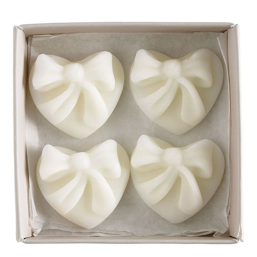 Diffuseurs de parfums - Boîte de 4 décors fondants en cire parfumée C?ur Noeud - Fleur de Coton - MATHILDE M.