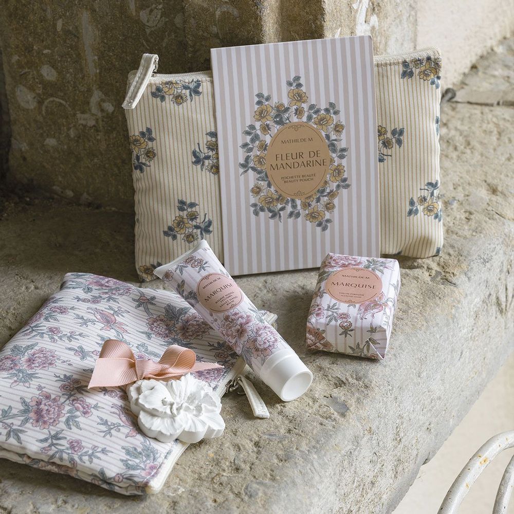 Cosmétiques - Pochette Beauté baume mains savon et décor parfumé - Fleur de Mandarine - MATHILDE M.