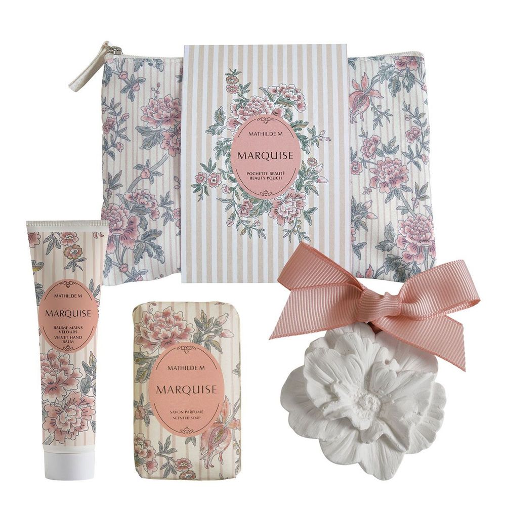 Cosmétiques - Pochette Beauté baume mains savon et décor parfumé - Marquise - MATHILDE M.
