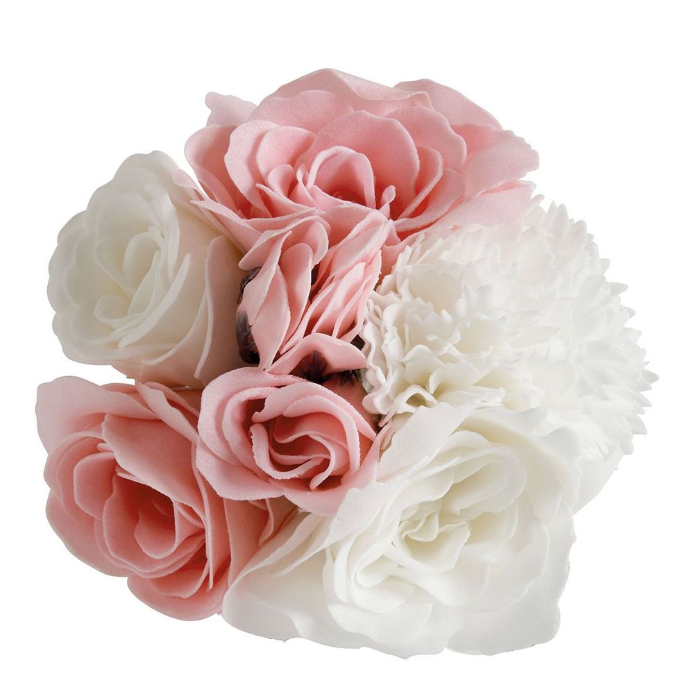 Soaps - Bouquet of white and pink scented soap roses - Parfum Rose - MATHILDE M.