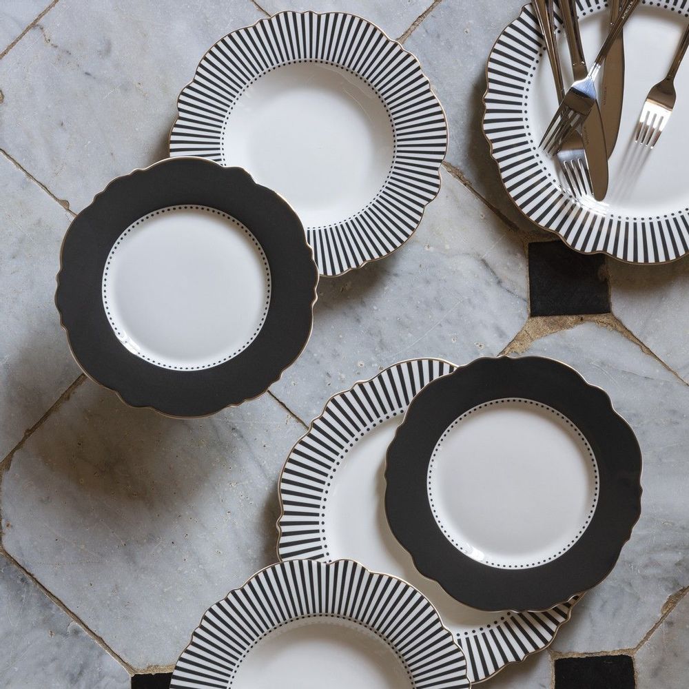 Formal plates - Madame de Récamier soup plate - Dark gray - MATHILDE M.
