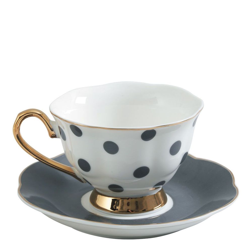 Assiettes de réception - Coffret théière et 2 tasses à thé Madame de Récamier - Gris - MATHILDE M.