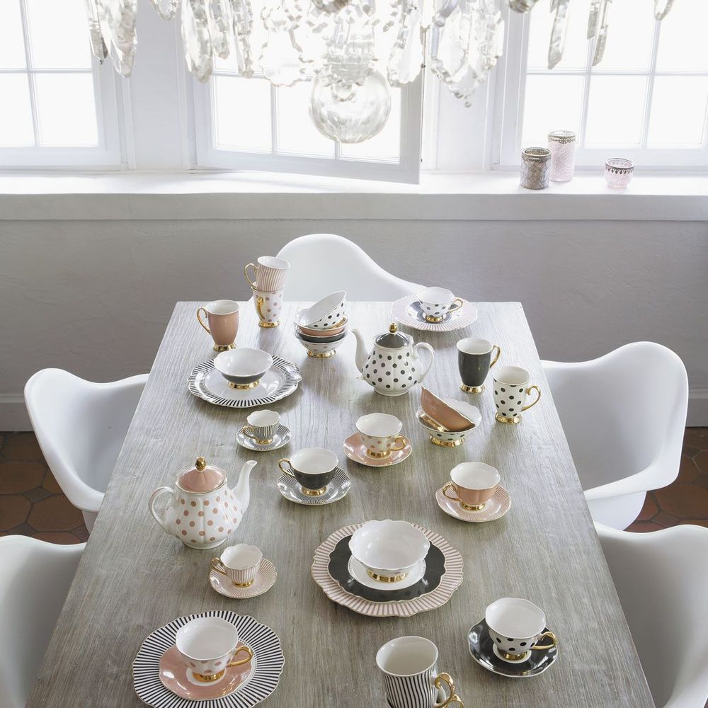 Assiettes de réception - Coffret théière et 2 tasses à thé Madame de Récamier - Gris - MATHILDE M.