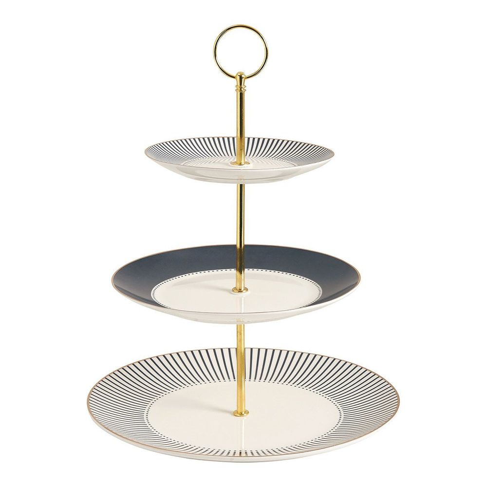 Assiettes de réception - Porte-douceurs 3 étages Madame de Récamier - Gris - MATHILDE M.