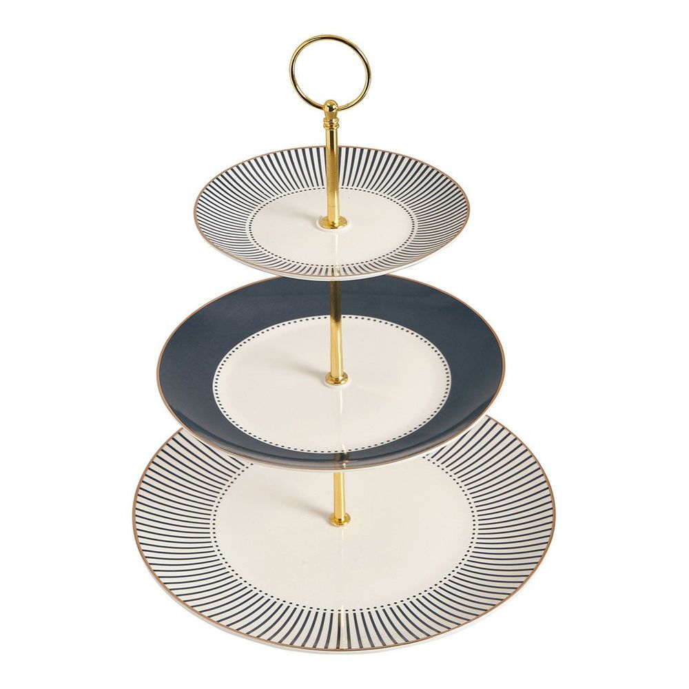 Assiettes de réception - Porte-douceurs 3 étages Madame de Récamier - Gris - MATHILDE M.