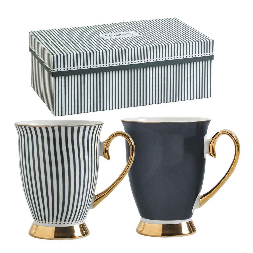 Formal plates - Box of 2 Madame de Récamier Mugs - Black - MATHILDE M.
