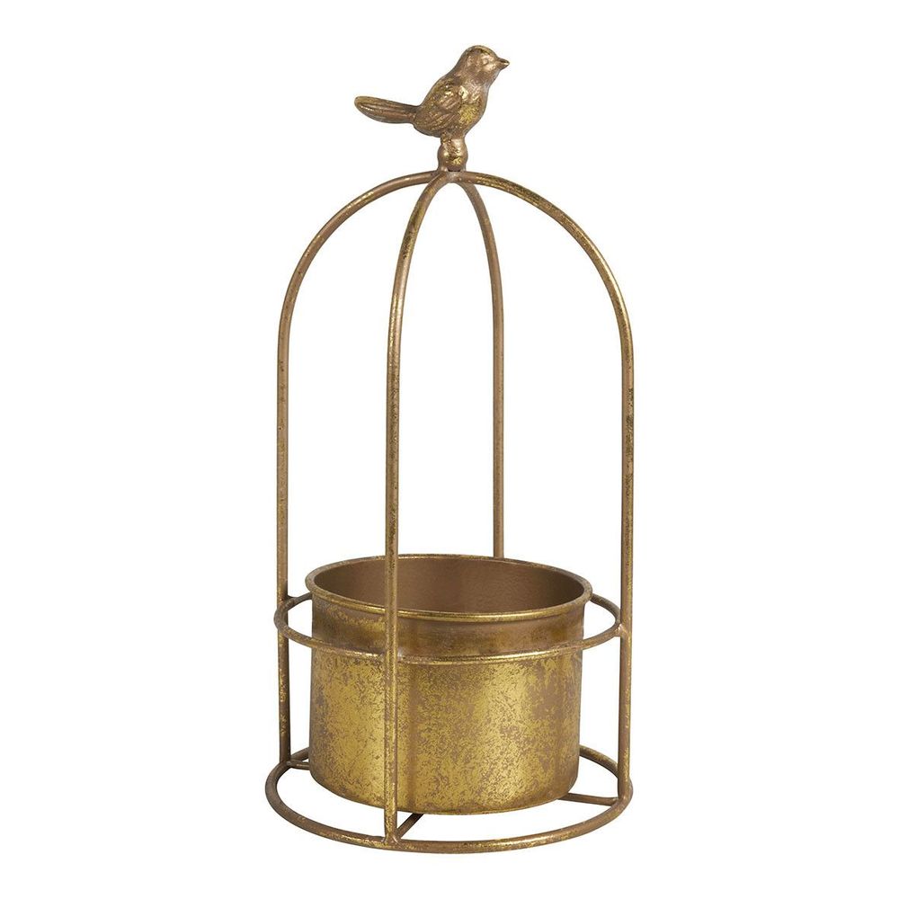 Objets de décoration - Cache-pot Cage à oiseau en métal doré - Grand modèle - ø 18 x 34 cm - MATHILDE M.